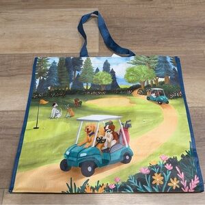 Dog golf reusable tote bag